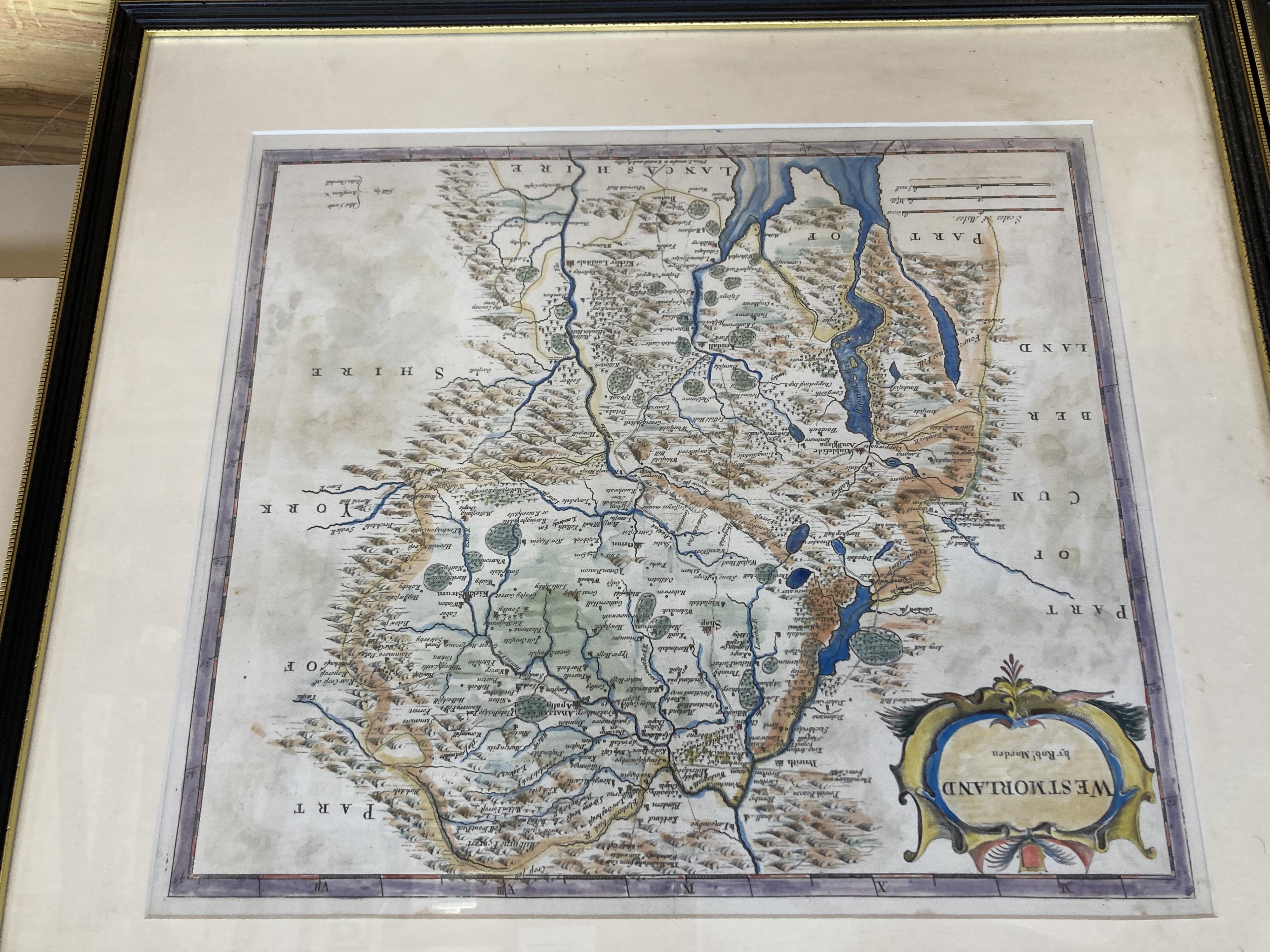 Four hand-coloured engraved county maps after Robert Morden (Camden's Britannia)